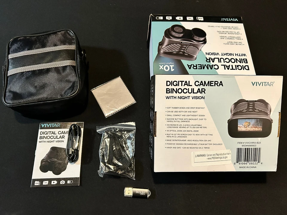 Vivitar VIVCVIR12 Digital Camera Binocular 10x Zoom w/Night Vision Black +32GB - Image 3 of 4