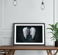 BANKSY FALLEN BROKEN ANGEL WINGS STREET ART FRAMED POSTER PICTURE PRINT WHITE