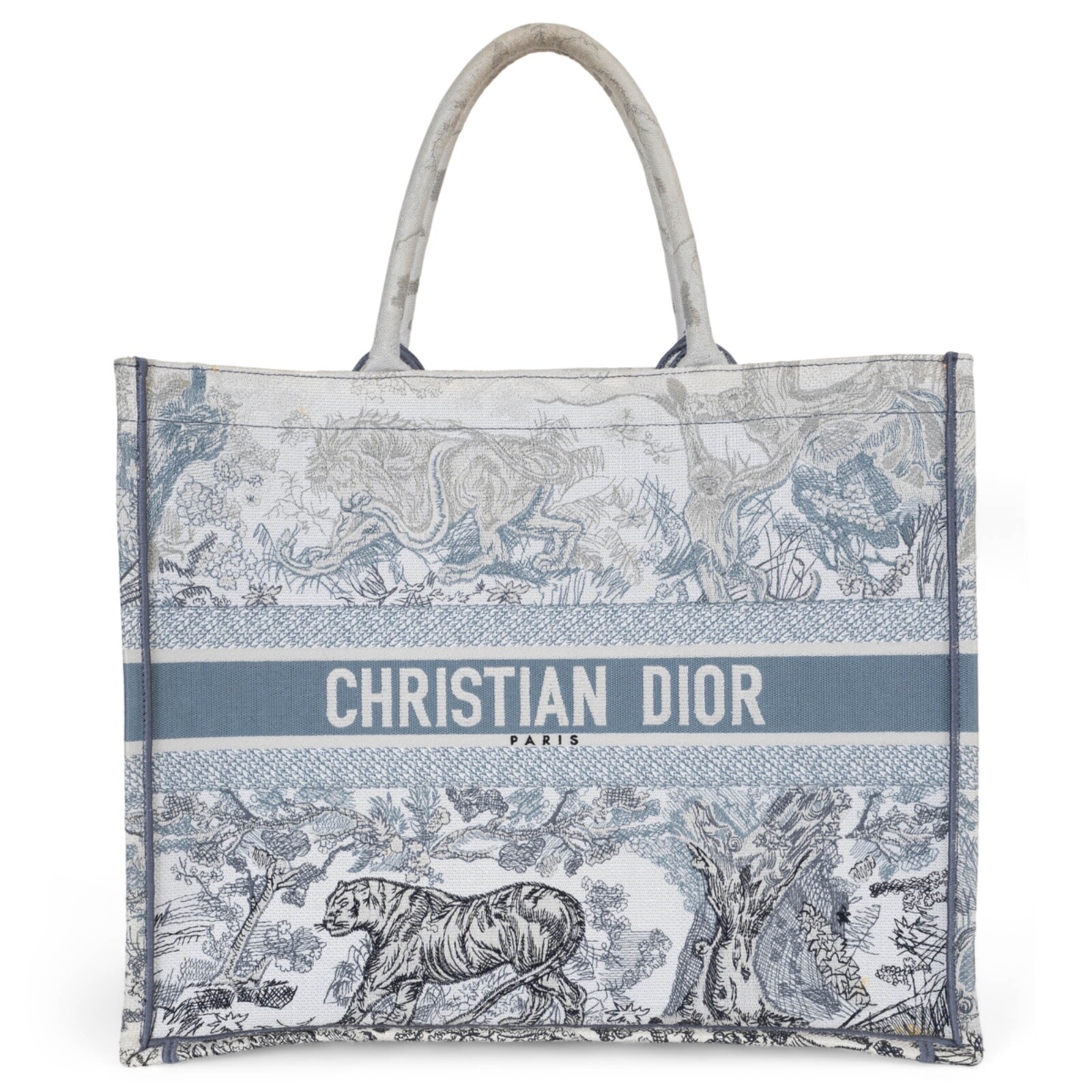 Christian Dior 2021 Blue Gradient Toile de Jouy Large Book Tote Bag