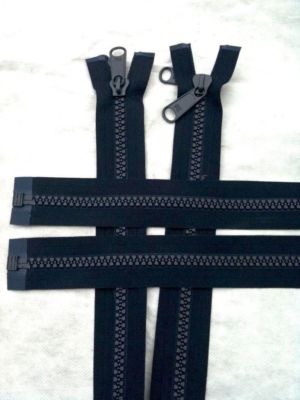Open End Zip Heavy Duty N10,30cm bis 400cm, Double Pully,Marine Einsatz, Navy, Schwarz