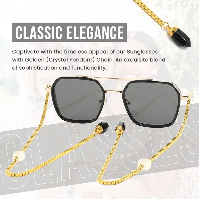 Loom&Pearl Armless Chain Temple Sunglasses NonSlip Holds on Ears with