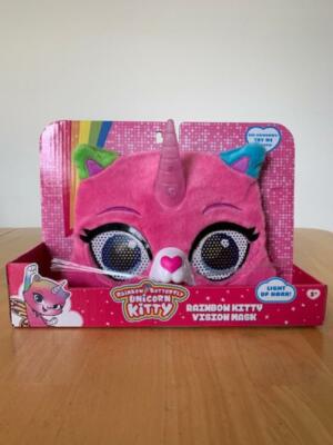 Rainbow Butterfly Unicorn Kitty Rainbow Kitty Vision Mask Pink, Light up Horn