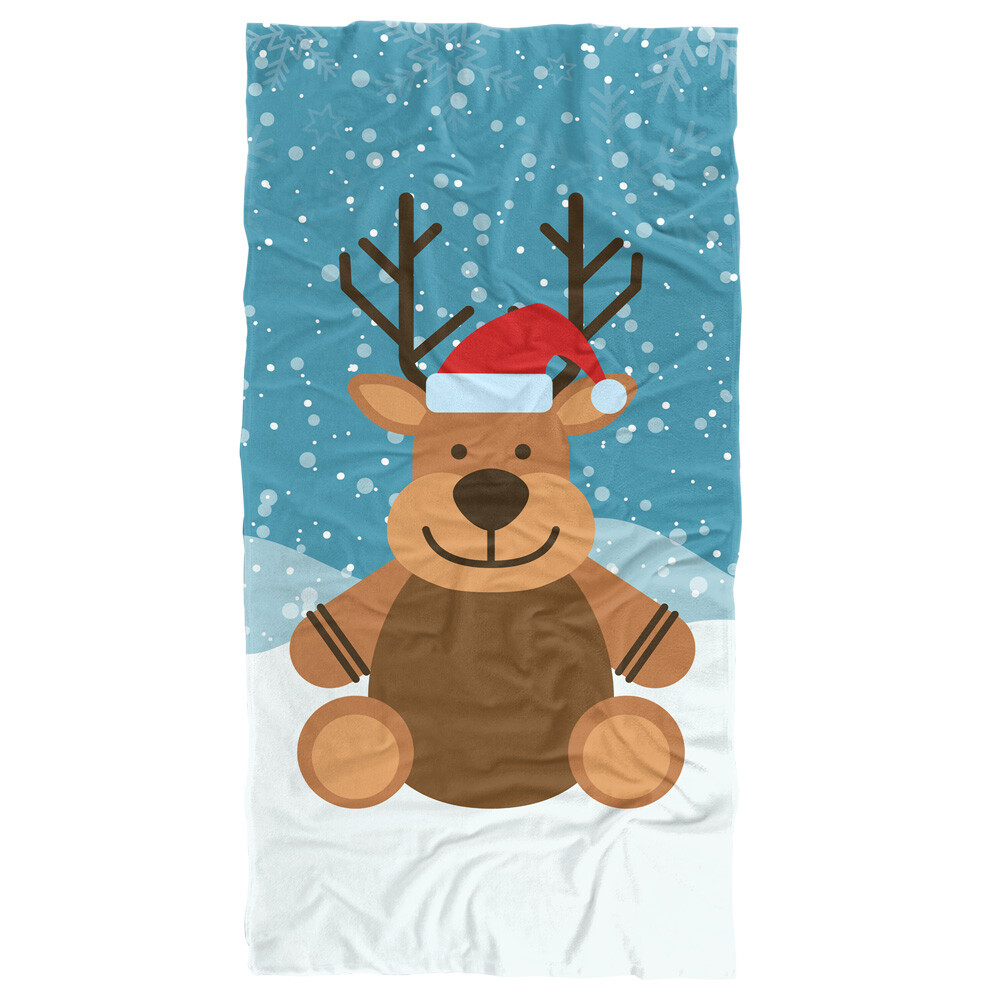 Reindeer Beach Towel 30x60 Soft Absorbent Quick-Dry Sand Free