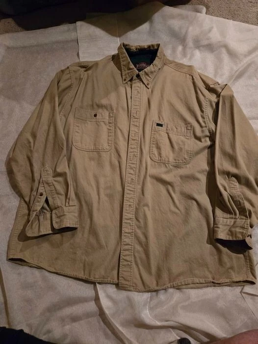 Greatland Apparel Button Down Shirt Khaki Long Sleeve Pocket Mens XXL