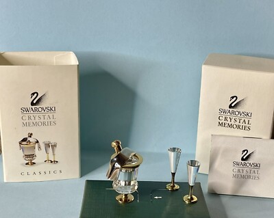 Swarovski Crystal figurine Champagne Set, Ice Bucket, 2 flutes glass 191586