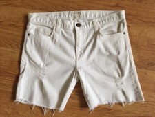 Current/Elliott White The Boyfriend Distressed Sugar Destroy Denim Shorts Sz 28