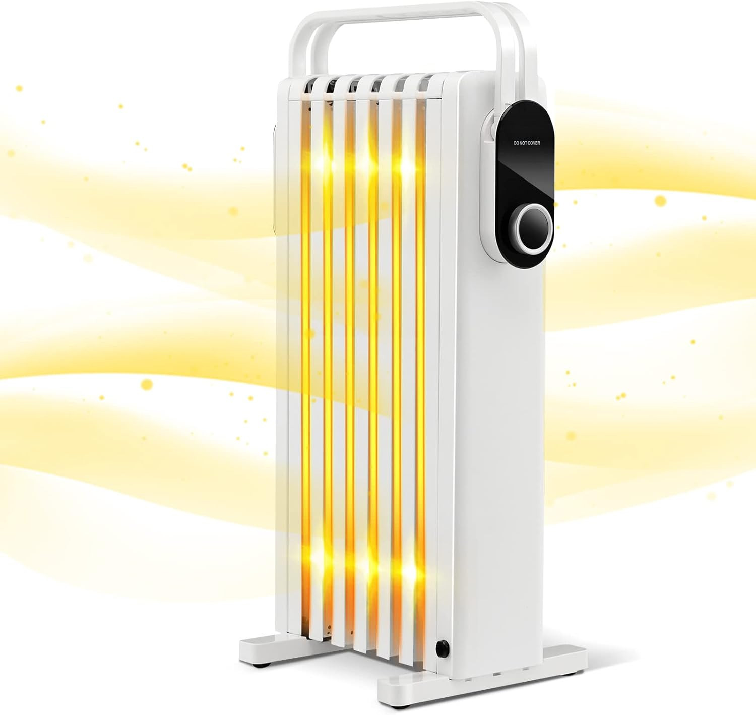 Radiateur bain d'huile silencieux 1500W à inertie avec thermostat réglable et 7 colonnes