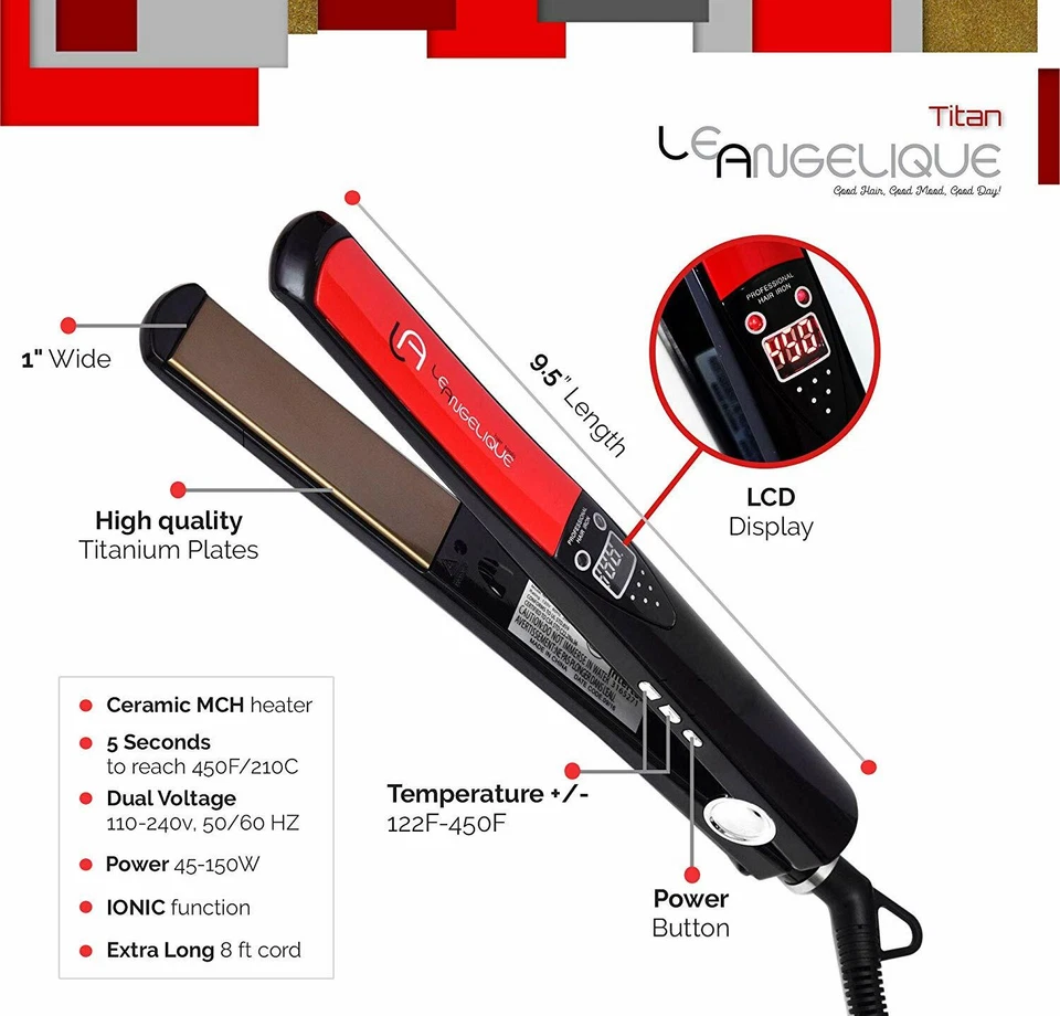 NEW Le Angelique Professional Straightener Flat Iron Titanium FREE SHIPPING - Image 2 of 4