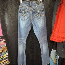 Miss Me Signature Rise Bootcut Jeans Women  s 27 Blue Medium Wash Embroidered
