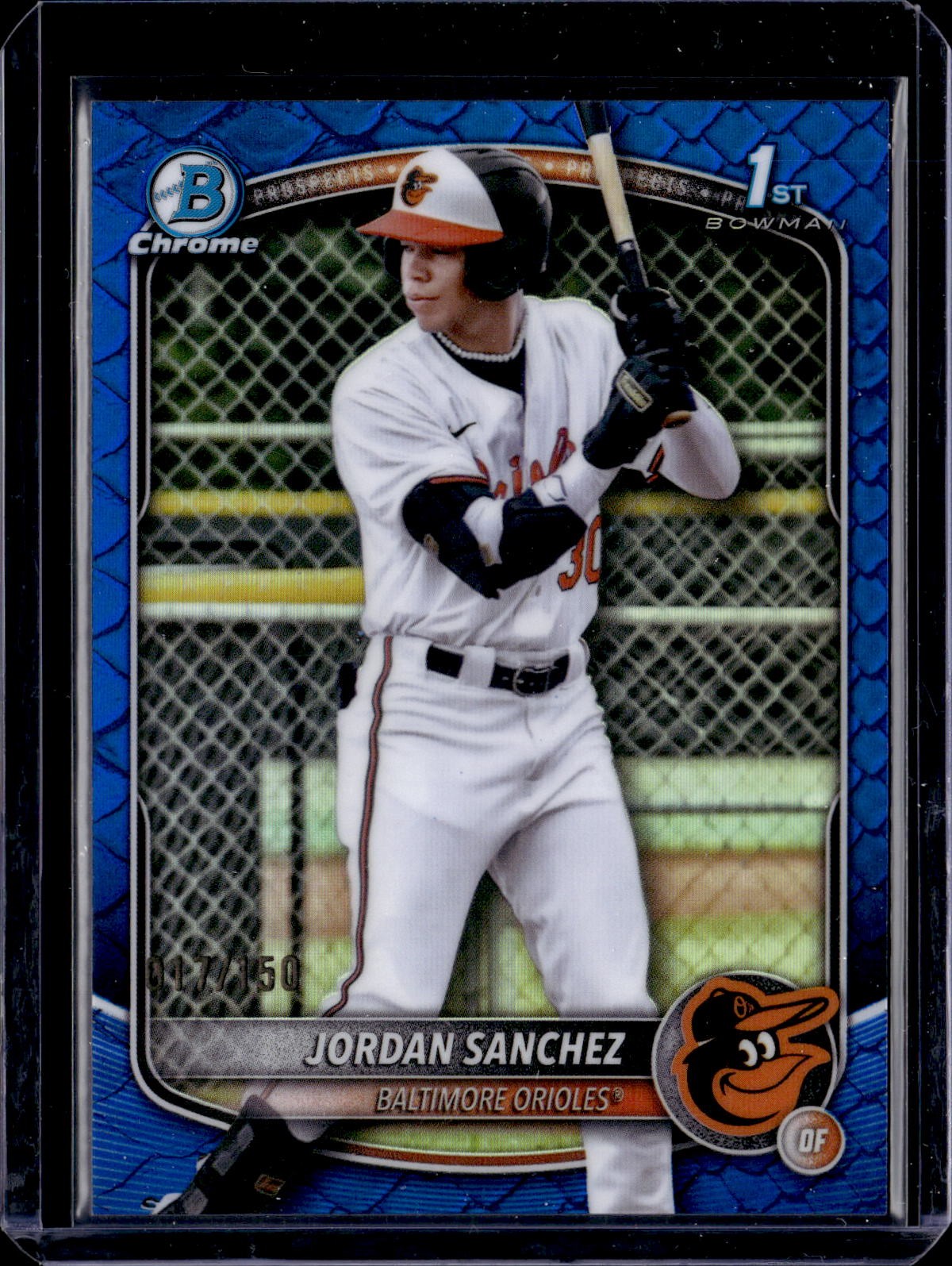 2025 Bowman Chrome #BCP-208 Jordan Sanchez Prospects Reptilian Blue #/150