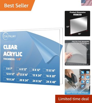 2 Pack 1/8'' Thick Clear Acrylic Sheets - 12'' x 16'' Pre-Cut Plexiglass Sheets ...