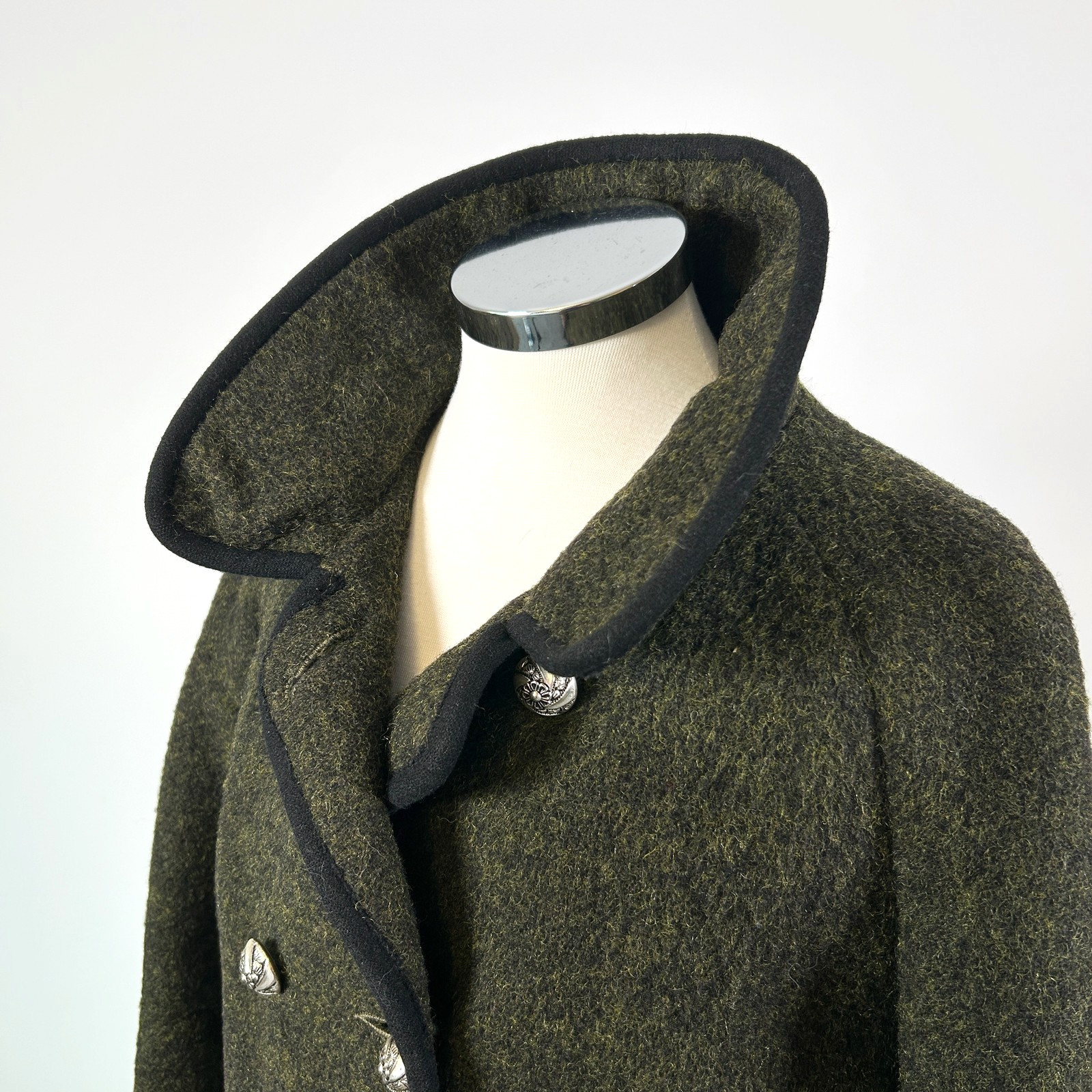 Abrigo de Colección Nohstadt & Co Austriaco Loden Lana Cuello Verde EU 40