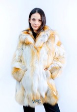 Golden Fox Fur Coat, Real Fox Fur Coat, Fluffy Fur Coat, Luxury Fur Coat