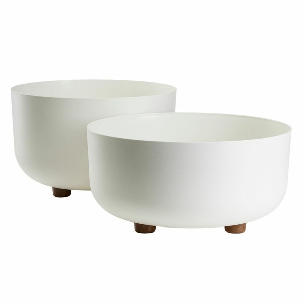 Howhomely Pflanzentopf BlumenküBel 2Er Set Blumentopf Mit FüßEn ÜBertopf Creme-image
