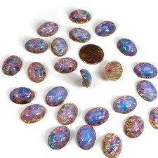 Silver Opal Glass Fireopal Silver Inlaid Vintage Cze Oval Cabochons 24pc 18x13mm Silver Opal Glass Fireopal Silver Inlaid Vintage Cze Oval Cabochons 24pc 18x13mm