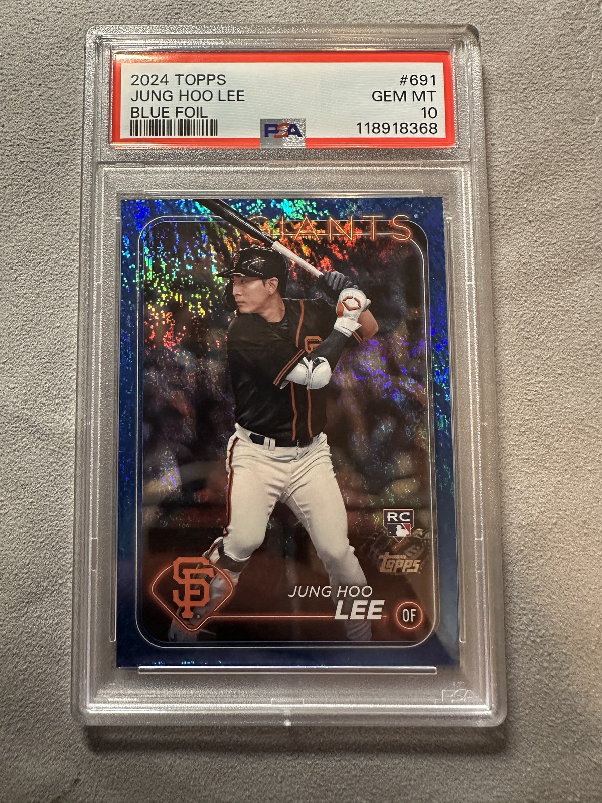 2024 Topps #691 Jung Hoo Lee Blue Holofoil PSA 10 /999 Giants Rookie GEM POP 8