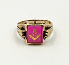 10K Gold Masonic Ring 5.6g Size 11.25 Freemasons Signet