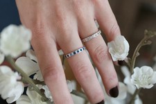 Vintage Style Sterling Silver Eternity Band Cubic Zirconia Size 5