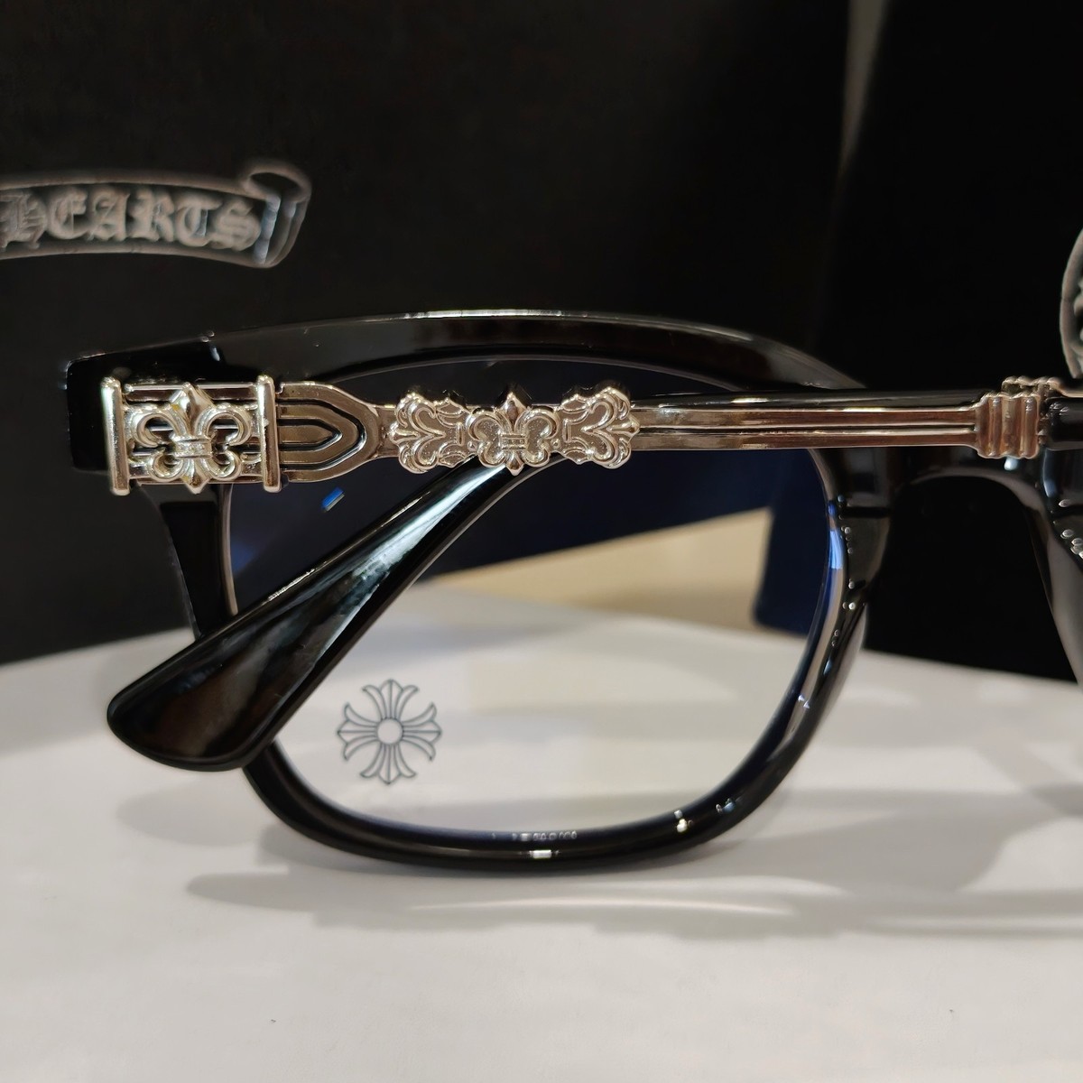 Chrome Style Heart/s Glasses Unisex Eyewear 53-18-142 Black Silver