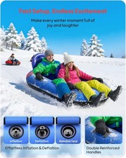 QPAU 2-Person Inflatable Snow Tube with Dual Backrests & Tow Rope, Heavy Duty Ca