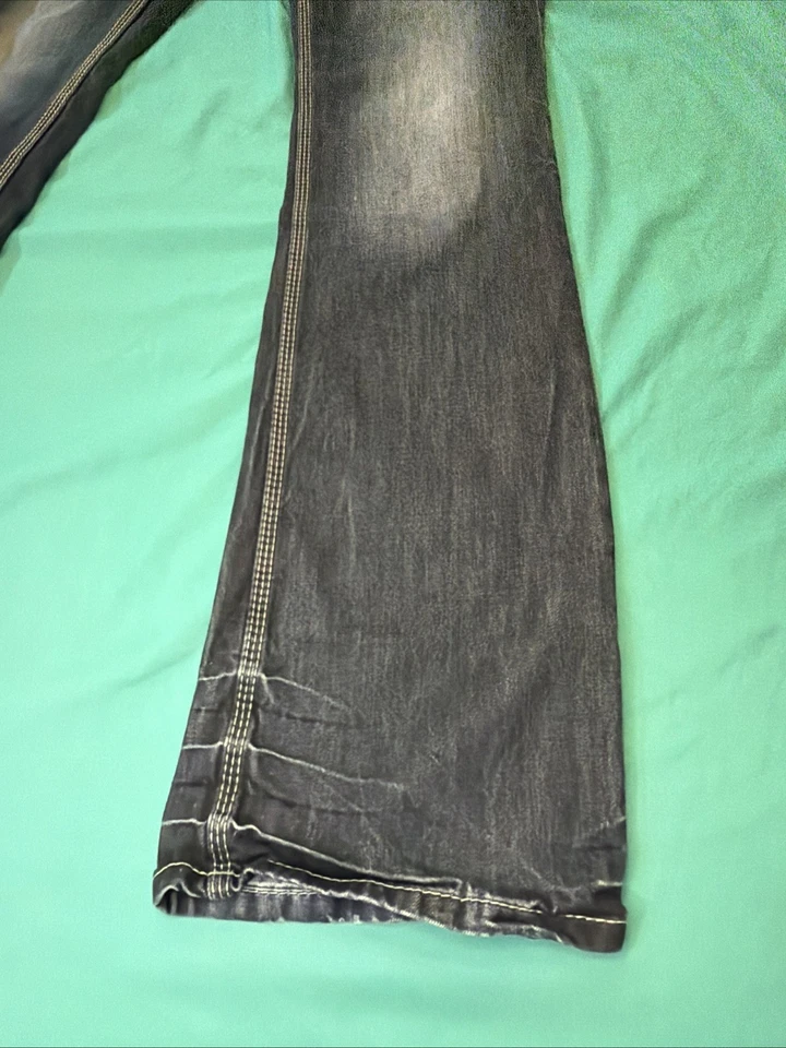 Pantalones de mezclilla elásticos desgastados 31x36 con hebilla corte bota para hombre 31XL PUNTADA GRUESA Foto 4 de 4