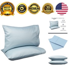 400 Thread Count 100 Cotton Pillowcases, Soft, Sateen Weave, Wrinkle Resista...
