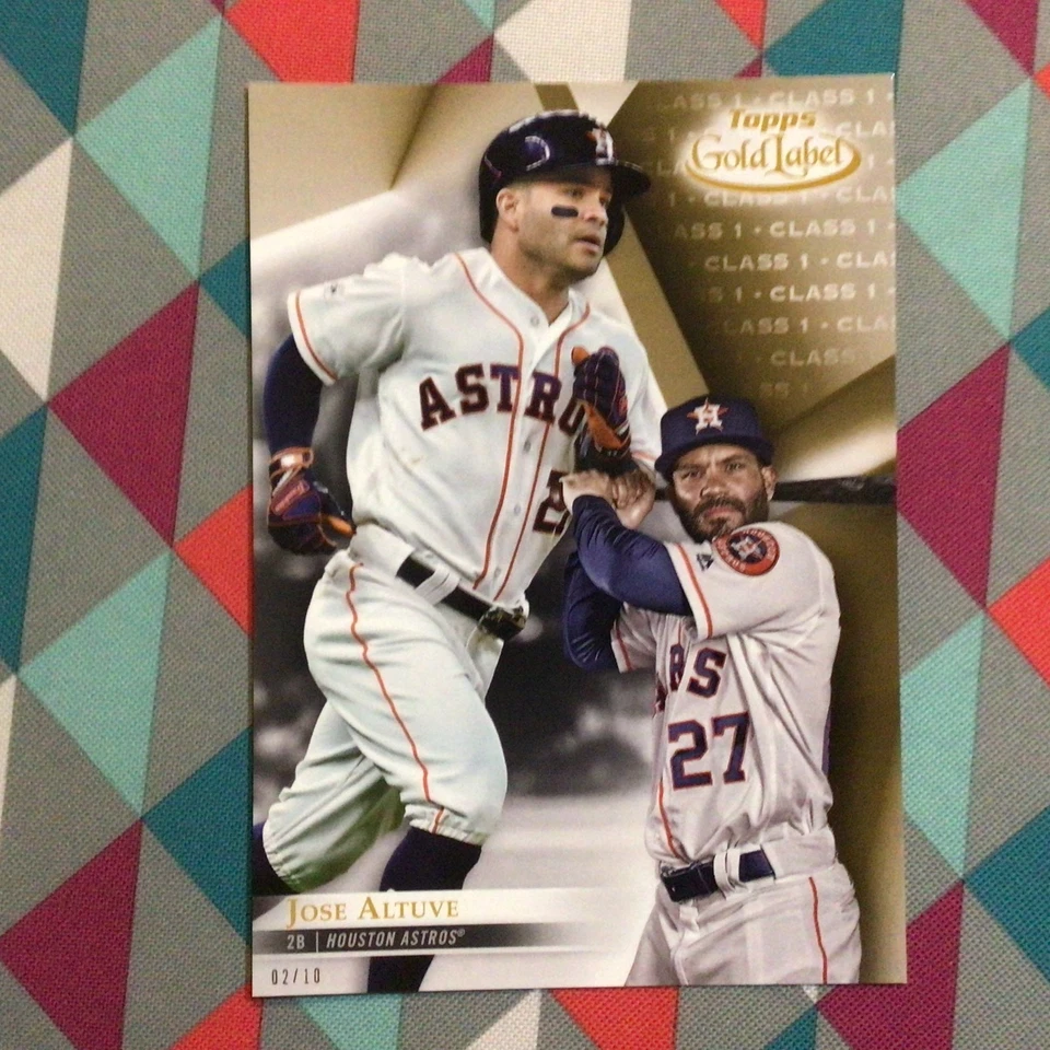 Jose Altuve #4 Astros lot of all 3 classes 02/10 made 2018 Topps Gold Label 5x7 - Image 2 of 4