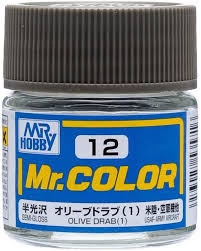 Mr. Hobby Mr. Color Lacquer C012 Semi-Gloss Olive Drab 10ml C12