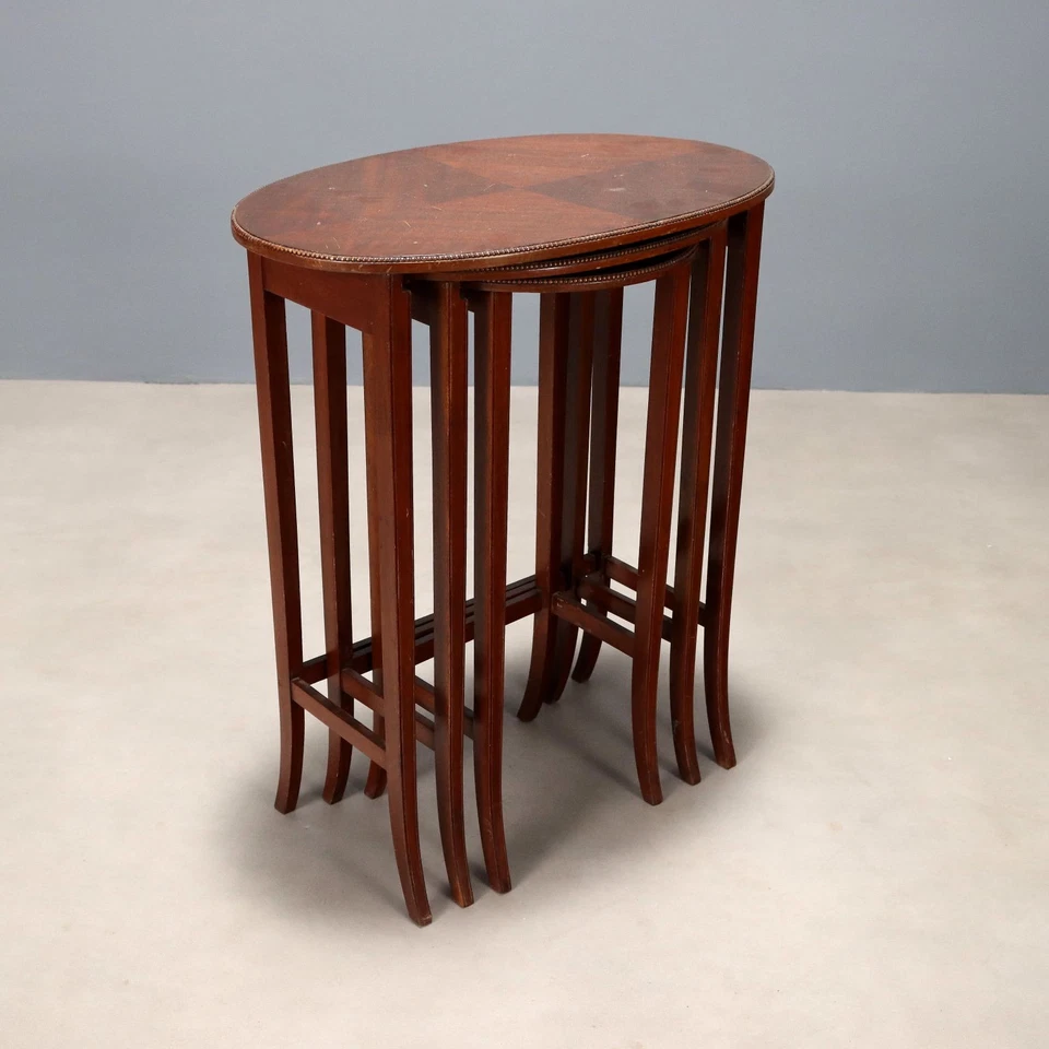 Tables Basses Anciennes Acajou Cadre Gravé du XIXe Siècle Originales - Photo 3/4