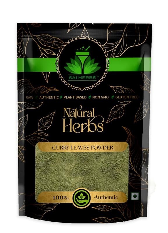 SAI HERBS Curryblatt Trockenpulver - Kadi Patta Pulver - Curry Blätter...