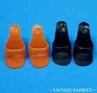 Vintage Barbie Doll Black & Orange OT Open Toe Heels Shoes Japan MINTY ~ 1960's