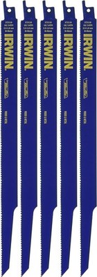 Irwin Tools 372110P5 Reciprocating Saw Blade 12-Inch 10/14TPI, 5 12'', Blue 