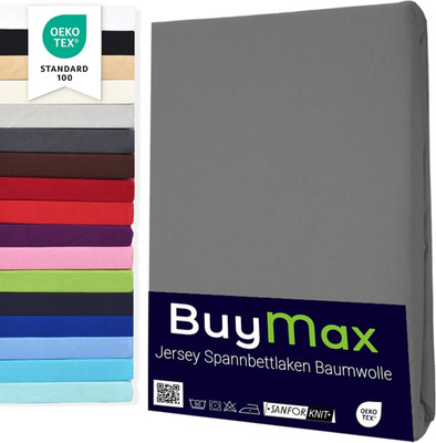 Buymax Spannbettlaken 180X200Cm Baumwolle 100% Spannbetttuch Bettlaken Jersey, M