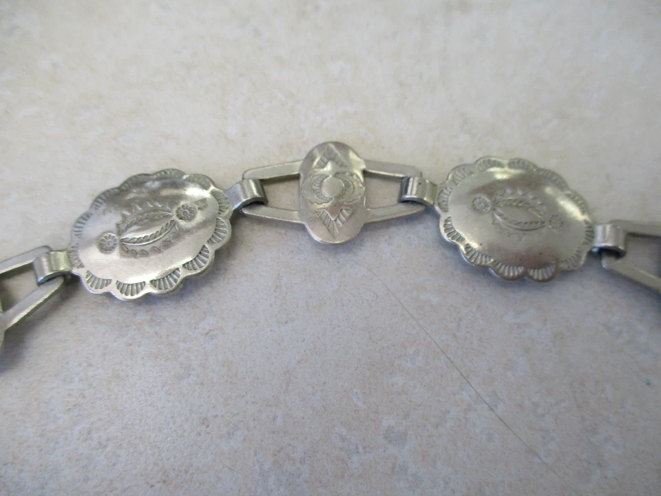 "Antiguo cinturón concho navajo suroeste de placa de plata 30,5"" de largo" Foto 4 de 4