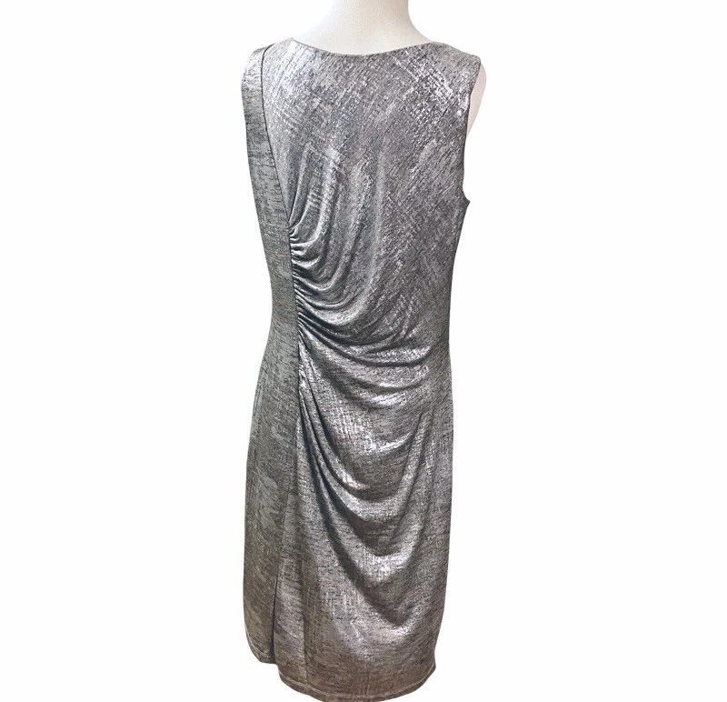 Vtg Y2k Holiday Formal Party Metallic Shimmery Ruched Dress SZ 14 Cocktail - Image 4 of 4