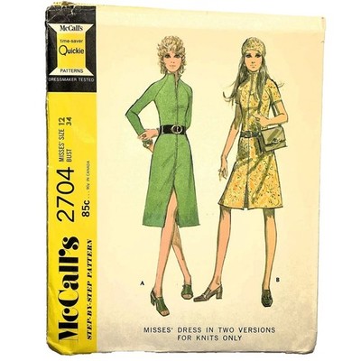 McCall's 2704 Vintage Sewing Pattern Misses' Dress in Two Versions Size 12