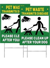G1.2 Pack Clean Up After Your Dog Signs 13"x10" Double Sided Yard No Poop Stakes