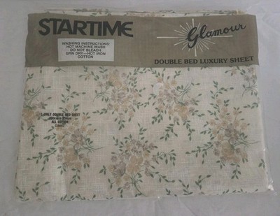 Vintage Bed Sheet Startime Glamour Luxury Double Flat Sheet 200 x 254cm Cotton.
