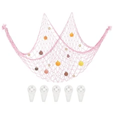 Decorative Fishing Net 40"x80" Fish Net DECORative with Shell Light Pink