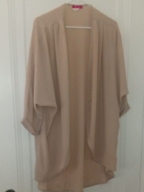 women large beige open front kimono top 