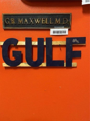 18" Vtg Gulf Oil Gas Pump Bennett Sign Metal Service Station Man Cave Garage!