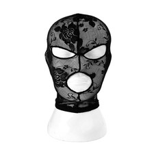 Unisex Cosplay Mask Hood Womens Black Mesh Open Mouth Eye Headgear Club Costum