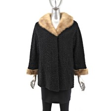 Persian Lamb Jacket With Mink Trims- Size M