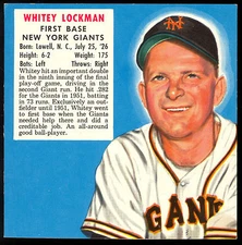 1952 Red Man Tobacco Baseball #13 WHITEY LOCKMAN  EX-NM N Y Giants Green Back