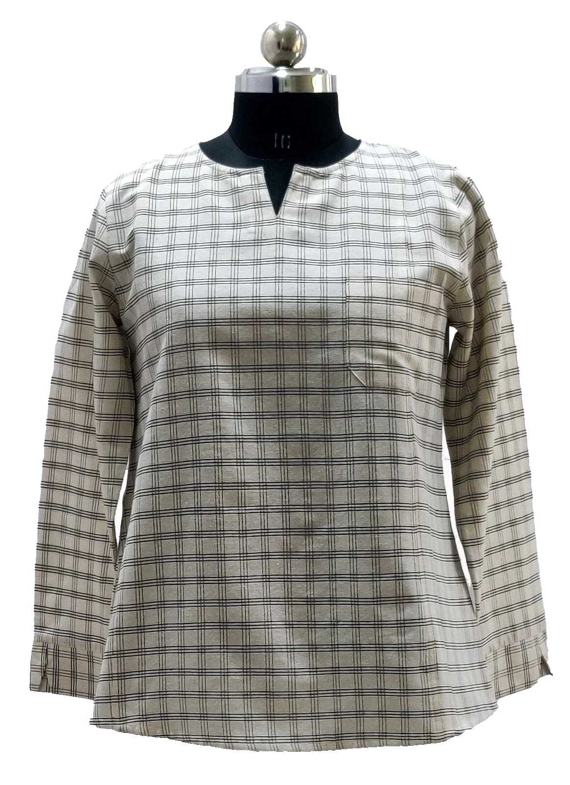 Checked Blouse Tops for Women