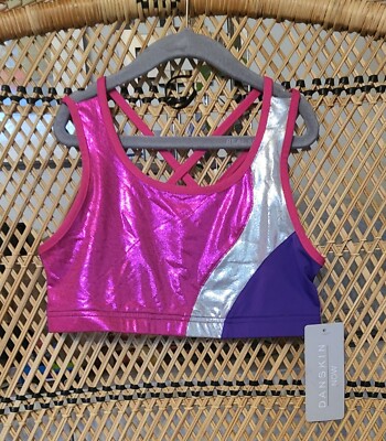 NWT Girls Sports Bra Pink Purple Gymnastics Dance Danskin Bra