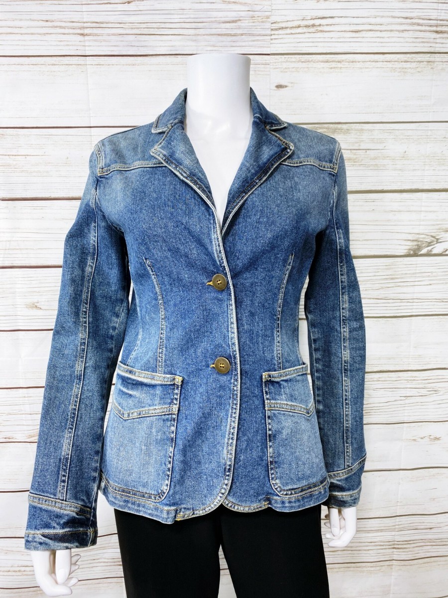 AJ Armani Jeans Womens Denim Jacket Size 8 Comfort Fit Blue