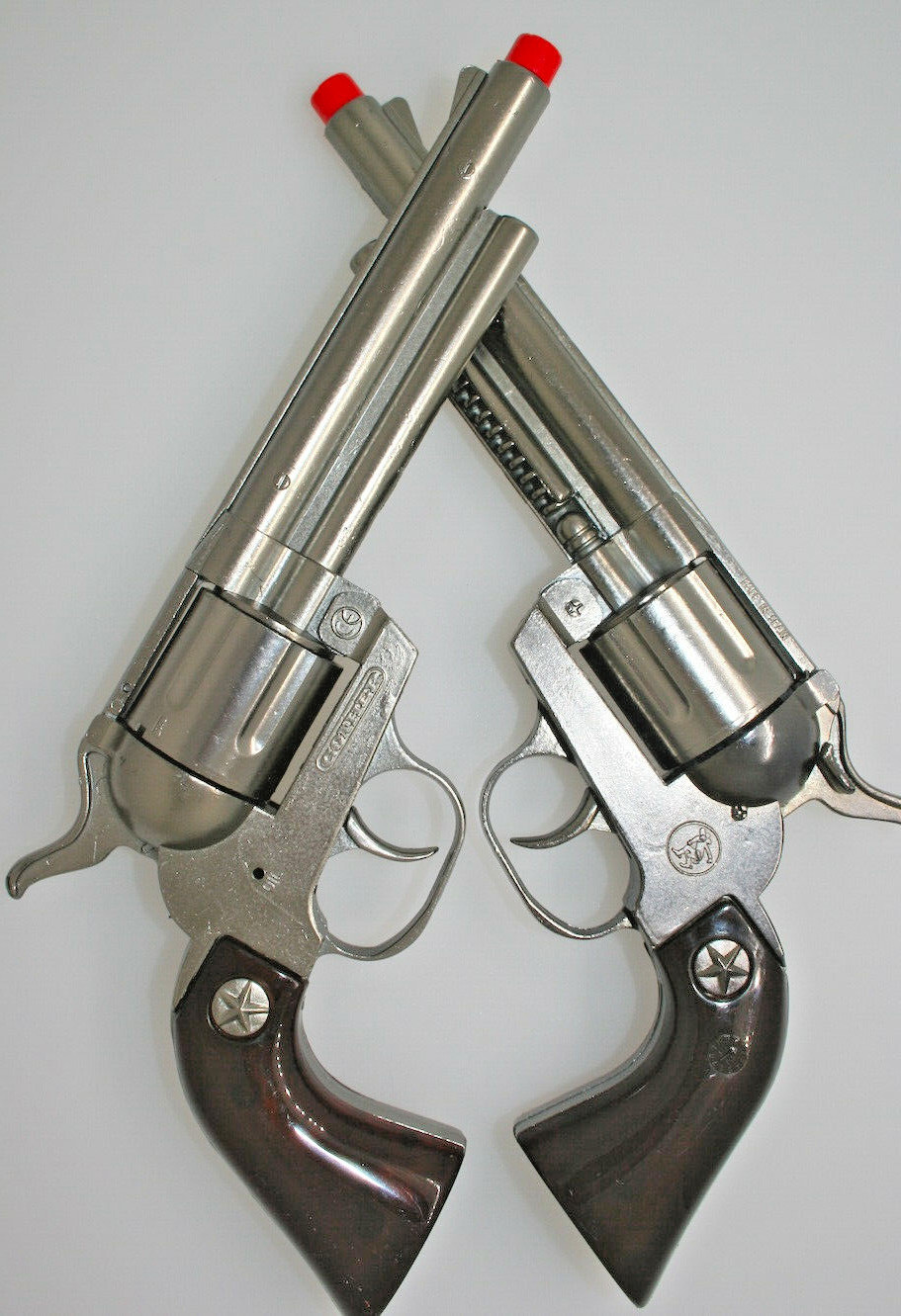 Toy Cap Gun Revolver Die Cast Pistols PAIR of 2 Made in Spain BRAND NEW