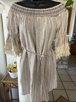 Moon river off the shoulder boho striped dress size M