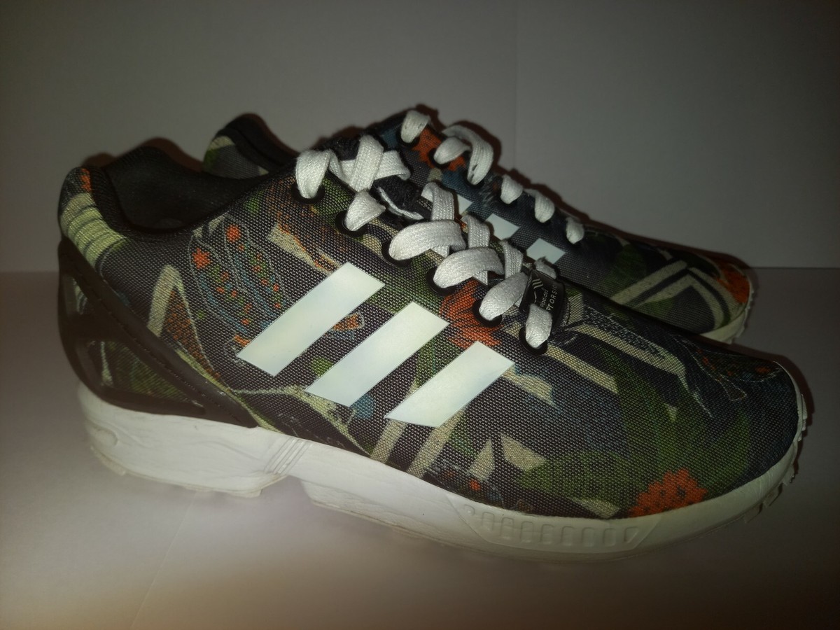 ADIDAS TORSION ZX FLUX TRAINERS Size FLORAL BIRD GEO PRINT RARE